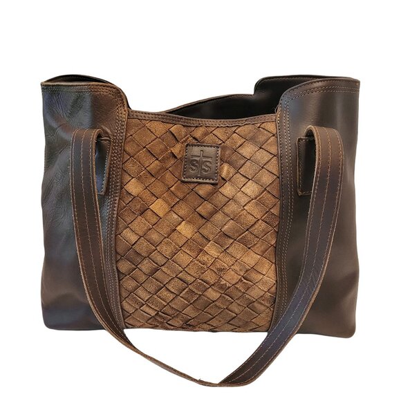 STS Ranchwear Woven Leather Tote - Picture 1 of 15